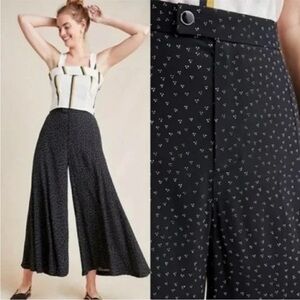 Anthropologie High Rise Wide Leg Cropped Gray-Black Patterned Trousers